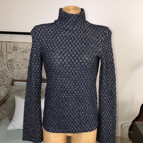 Tory Burch Sweaters - Tory Burch metallic navy-silver Size S